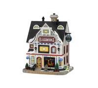 LEMAX Edificio illuminato led Vetreria "Glassworks" in porcellana H22 x 17,8 x 13,5 cm