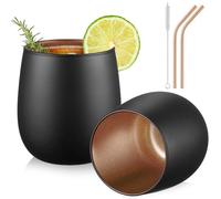 glastal Bicchieri da Cocktail Tazza caffè 450ml Nero Bicchieri da Gin Set di 2 Bicchieri da Vino Bicchieri Acqua Vetro Tazza da caffè Tazzine Caffe Vetro per tè, Regalo Donna Uomo Compleanno Natale