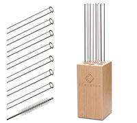 Salizzada, cannucce di vetro, 7 pezzi, 0,8 x 20 cm (ØxA), supporto di legno, spazzolino