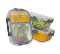 Klarstein Jardine, contenitori salvafreschezza, set 3 pezzi, 2 sezioni, 1040 ml, vetro borosilicato, coperchio