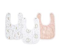 Glattol aden + anais Essentials Baby Bibs Soft & Absorbent 100% Muslin Cotton Adjustable Snap Bibs Set for Boys and Girls, 3 Pack, Blushing Bunnies