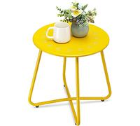 Glattol danpinera Outdoor Side Tables with Flower Cut Outs, Weather Resistant Steel Patio Side Table, Small Round Outdoor End Table Metal Side Table for Patio Yard Balcony Garden Green