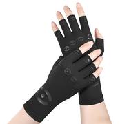 GlauStalos Guanti per Artrosi Alle Mani, 1 Paio Guanti a Compressione Senza Dita per Sollievo dal Dolore, Tendinite e Tunnel Carpale, Guanti Artrite Traspiranti per Uomo e Donna (Nero L)