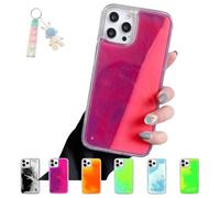 GlaveCase The Luminous for iPhone Case for iPhone 16/15/14/13/12/11 Pro Max, 2025 new Glitter Quicksand Liquid Fluorescent Thin Slim Shockproof Moving Back Case Cover (Rose Purple,15)
