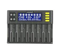 Glaxcidy 18650 Caricabatterie LiitoKala Lii-S8 Caricabatterie Intelligente con Display LCD Per 26650 21700 17500 14500 Li-ion (4.2V)/LiFePO4, AA AAA Ni-MH/CD Batteria, Adattatore 12V DC, 8 Bay