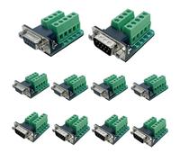 Glayent 10 connettori DB9 senza saldatura, RS232 D-SUB seriale su 2 file, 9 poli, scheda breakout con dadi