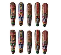 Glayent 2X nel Legno Appeso Un Parete Scultura nel Legno Massello Dipinta Decorazione da Parete Bar Decorazioni per la Casa Totem Africana A