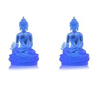 Glayent 2X Statua del Buddha della Medicina Tibetana, Scultura di Buddha nel Resina Traslucida Decorazione per La Meditazione Decorazione Spirituale da Collezione - Blu