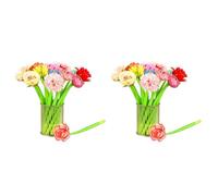 Glayent 48 Pezzi Fiore Penne Vari Colori Rosa Garofano Penna un Sfera Novità Artificiale Rosa Penna 0,5 mm Nero Inchiostro Penna