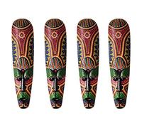 Glayent 4X nel Legno Appeso Un Parete Scultura nel Legno Massello Dipinta Decorazione da Parete Bar Decorazioni per La Casa Totem Africana A