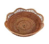 Glayent Cesto portaoggetti in rattan intrecciato a mano, cesto di frutta, vassoio intrecciato in vimini, piccolo contenitore per ristorante, decorazione per la casa, S-23 x 5,5 cm