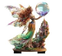 Glayent Fata con e cristallo 2D piatto acrilico decorazione giardino decorazioni interne ed esterne