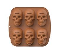 Glayent Stampo in silicone per torta a forma di teschio di Halloween, 6 cavità pirata teschio 3D, stampo in silicone , facile da usare, 29 x 27 cm