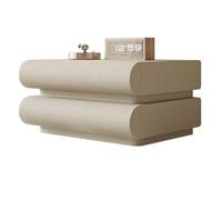 GLazzy Comodini con Pelle in Microfibra, Comodino con 2 cassetti in Legno massello, Comodino Comodino for Camera da Letto Maniglia Nascosta, Comodino da Terra(Color:Khaki)