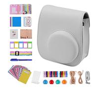 GLBMLMTHZP Borsa da borsa portatile for fotocamera istantanea PU. Cinturino for cintura in pelle adatta for Fujifilm Fit for Fuji Mini 11 borsa fotografica(White Set)