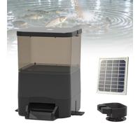 GLBMXDD Distributore di Cibo per Pesci da laghetto - capacità 4L/10L/20L - Alimentatore Automatico per Uso Esterno (Anti-umidità) con meccanismo di Lancio del mangime Black-10L