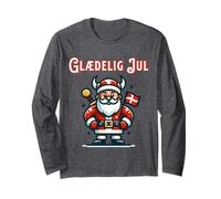 Glædelig Jul Danimarca Bandiera Danese Natale Vichingo Babbo Natale Maglia a Manica