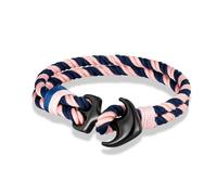 GLDFW - Bracciale da uomo con ancora a doppio filo nautico surfista impermeabile braccialetto in corda da donna in acciaio inox nero fibbia sportiva