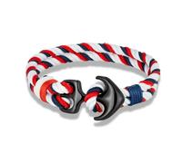 GLDFW - Bracciale da uomo con ancora a doppio filo nautico surfista impermeabile braccialetto in corda da donna in acciaio inox nero fibbia sportiva