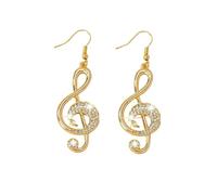 GLDFW Orecchini pendenti con strass di personalità esagerata gioielli da donna nota musicale ciondolo squisito tendenza regalo alla moda, Acciaio inossidabile