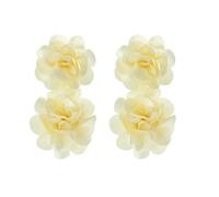 GLDFW - Orecchini pendenti da donna in raso con grande fiore e nappa, romantici, per feste, matrimoni, gioielli per ragazze, Acciaio inossidabile