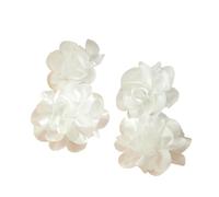 GLDFW - Orecchini pendenti da donna in raso con grande fiore e nappa, romantici, per feste, matrimoni, gioielli per ragazze, Acciaio inossidabile