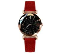 GLDFW - Orologio da polso da donna, al quarzo, con cielo stellato scintillante, regalo alla moda, Rosso