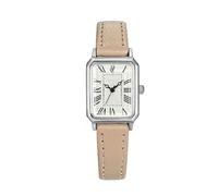 GLDFW - Orologio da polso rettangolare da donna, al quarzo, con quadrante romano, cinturino in pelle, orologio da donna, cachi