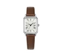 GLDFW - Orologio da polso rettangolare da donna, al quarzo, con quadrante romano, cinturino in pelle, orologio da donna, Marrone