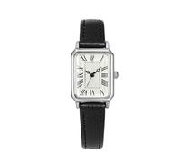 GLDFW - Orologio da polso rettangolare da donna, al quarzo, con quadrante romano, cinturino in pelle, orologio da donna, Nero