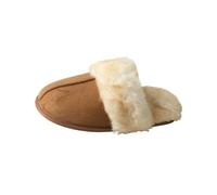 GLDFW - Pantofole invernali da donna, in cotone, calde e antiscivolo, con furia, Cammello, 40.5 EU