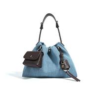 GLDFW Primavera Donne Borsa Denim Borsa Design Lusso Alla Moda Stile Semplice Signora Messenger Bag Sella Borsa, Denim Con Moka, 29*12*20cm