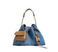 GLDFW Primavera Donne Borsa Denim Borsa Design Lusso Alla Moda Stile Semplice Signora Messenger Bag Sella Borsa, Denim Con Marrone, 29*12*20cm
