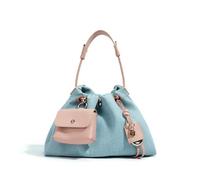 GLDFW Primavera Donne Borsa Denim Borsa Design Lusso Alla Moda Stile Semplice Signora Messenger Bag Sella Borsa, Denim Con Rosa., 29*12*20cm