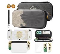 GLDRAM Custodia da trasporto per interruttore nero per Zelda, kit di accessori portatili compatibile per Nintendo Switch OLED con protezione per custodia da viaggio, cover bianca per interruttore dock