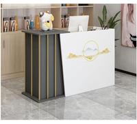 GLDWEY Banco Cassa per Negozio Moderno con Cassetti Chiudibili, Bancone Reception Professionale per Vendita al Dettaglio, Boutique, Ufficio, Hotel e Hall Commerciali(Off-white Printed,120x40x90cm)
