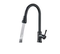 GLDYTVF Rubinetto da Cucina Estraibile in Nichel Spazzolato, beccuccio Girevole a 360°, Miscelatore Acqua Calda e Fredda, Foro Singolo, Montaggio su Piano, spruzzatore a Flusso, Design MOD