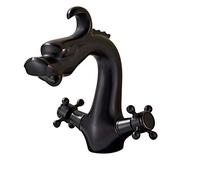 GLDYTVF Rubinetto per lavabo da Bagno in Ottone Anticato Nero, Miscelatore a Doppia Maniglia per Acqua Calda e Fredda, Ideale per mobili e lavabi, Elegante e Accessori da Bagno