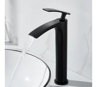 GLDYTVF Rubinetto per lavabo da Bagno Nero e Cromato, Design a Cascata, Miscelatore per Acqua Calda e Fredda, Moderno Miscelatore per lavabo ad Arco Alto, Eleganti Accessori per Il Bagno p
