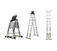 GLDYTVF Scala telescopica compatta in Alluminio - Scala Estensibile Leggera Multiposizione con Struttura a A, Barra stabilizzatrice per banco da Lavoro e Design Antiscivolo, Portatile per