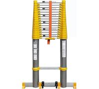 GLDYTVF Scala telescopica Portatile da 5 m - Scala Estensibile Multiuso in Alluminio con Barra stabilizzatrice e puleggia per Un Facile utilizzo, Ideale per lavori in casa, soffitta e all'