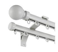 GLDYTVF Set di Due aste per Tende Regolabili da 70 a 600 cm, in Alluminio Resistente, con terminali in Metallo, per Soggiorno, Camera da Letto e Cucina, Colore Bianco, 290 cm (9,5 Piedi)