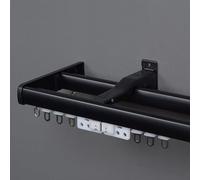 GLDYTVF Sistema di binari per Tende in Alluminio con Asta a Parete/soffitto e rulli per Camera da Letto, Ospedale, Camper, Doccia, per la Privacy. Installazione Semplice, Design Moderno, Colore Nero