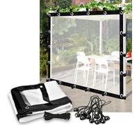 GLDYTVF Telo Trasparente in Vinile per mobili, Copertura per Patio, Telo in PVC Trasparente Resistente con Occhielli e 1 Rotolo di Corde, Impermeabile, Antipolvere, Resistente agli Strappi.