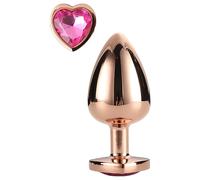Plug Anale in Alluminio "Gleaming Love" con Gioiello a Forma di Cuore (Rosa Dorato)