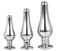 Set di Dilatatori Anali "Gleaming Love" in Metallo con Gemme Decorative - Argento (3 Pezzi)