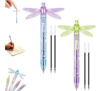 Gleaming Wings Dragonfly Pen,0.5mm Dragonfly Pen with Moving Wings，2PCS-B | Dragonfly Fidget Click Pen,Pretty Cute Novelty Retractable Pens,Creative Simulation Ballpoint Pens for School Office