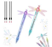 Gleaming Wings Dragonfly Pen, Click Dragonfly Pen with Moving Wings, 0.5mm | Cute Novelty Click Pen with Translucent Barrel,Press the Top to Button Move the Wings,Fun Animal Ballpoint Pen,for Notes,Desk