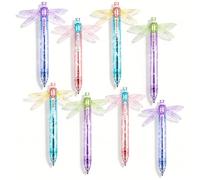 Gleaming Wings Dragonfly Pen, Dragonfly Click Pen with Moving Wings，8PCS | Penna Libellula Con Ali Mobili, Simpatica a Scatto, Novelty Ballpoint Pens With Translucent Barrel