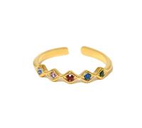 GleaMora Anelli regolabili per le donne in acciaio inossidabile oro con anello zircone colorato gioielli semplici anello abbagliante di lusso leggero